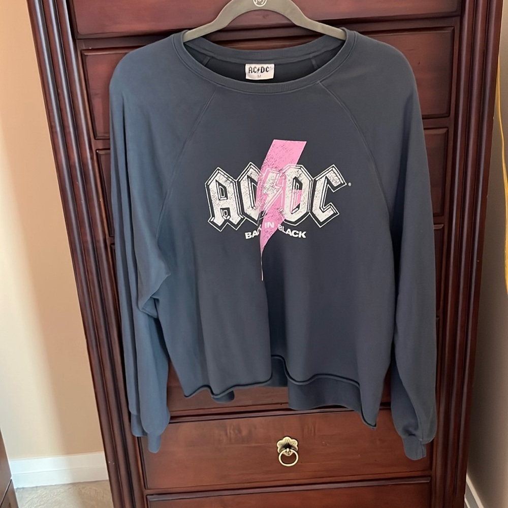 Grayson Threads ACDC Back in Black Crop Long Sleeve Sweatshirt Medium
